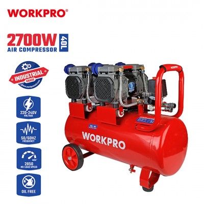 ΑΕΡΟΣΥΜΠΙΕΣΤΗΣ 40L 2x1350W ΕΠΑΓΓΕΛΜΑΤΙΚΟΣ (ΧΑΜΗΛΟΥ ΘΟΡΥΒΟΥ) WP425003 WORKPRO (PROFI) 